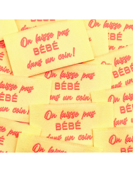 Set of 5 woven sew-on labels "Nobody puts Baby in a corner!"