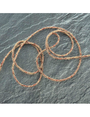 Round jute lurex braid - Red