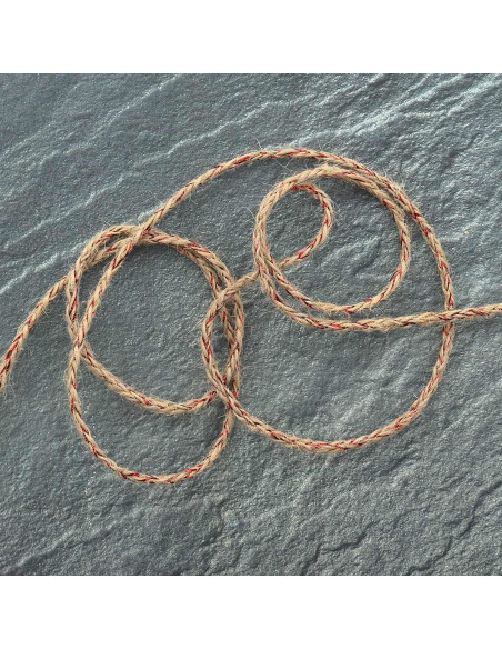 Round jute lurex braid - Red