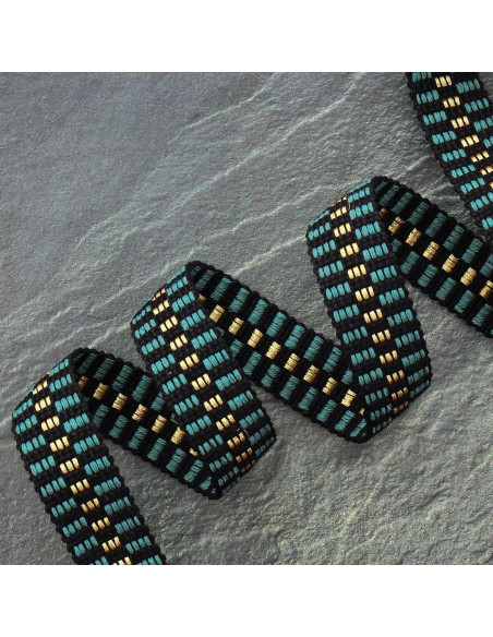Checkerboard Lurex Strap - Pacific Blue