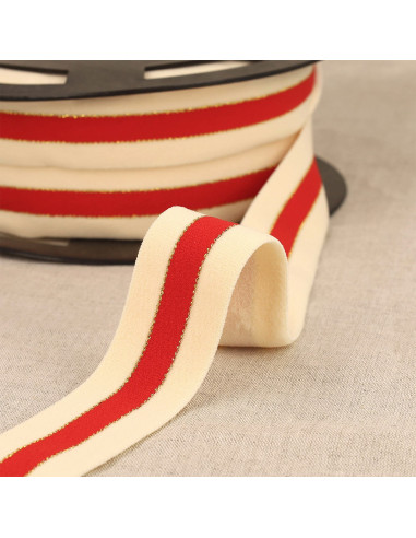 Bicolor elastic with gold edges - Red