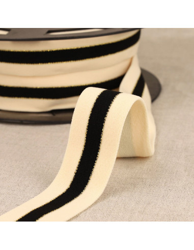 Bicolor elastic with gold edges - Black