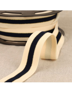 Bicolor elastic with gold edges - Navy blue