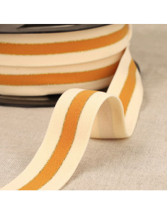 Bicolor elastic with gold edges - Mustard