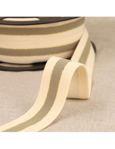 Bicolor elastic with gold edges - Beige