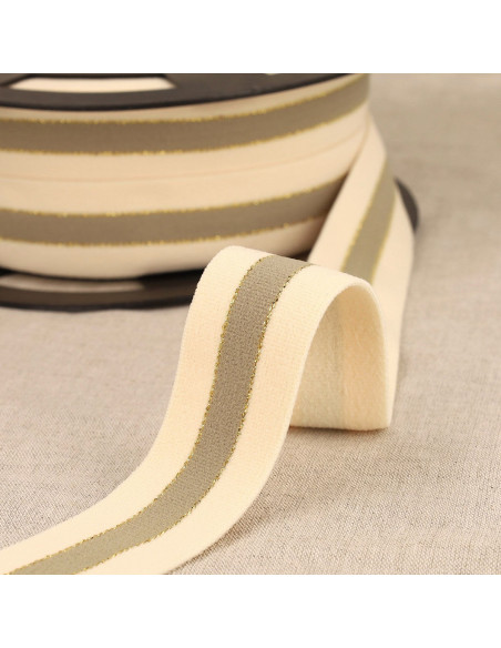 Bicolor elastic with gold edges - Beige