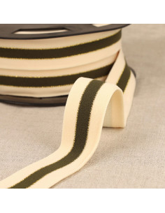 Bicolor elastic with gold edges - Khaki