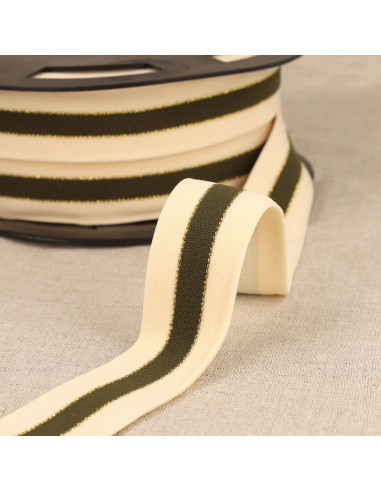 Bicolor elastic with gold edges - Khaki