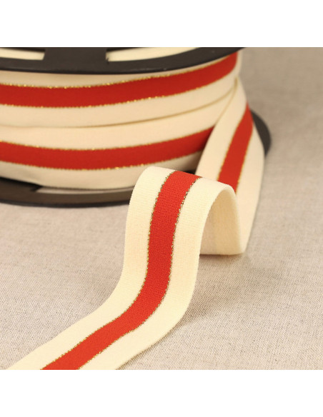 Bicolor elastic with gold edges - Terracotta