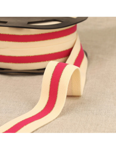 Bicolor elastic with gold edges - Fuchsia