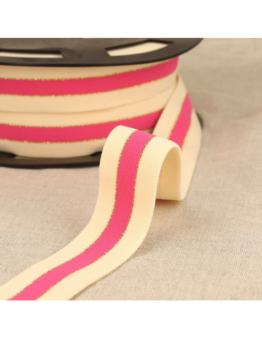 Bicolor elastic with gold edges - Pink