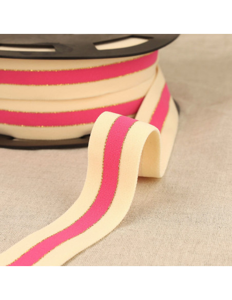Bicolor elastic with gold edges - Pink