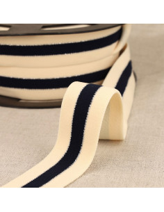 Bicolor elastic with silver edges - Navy blue