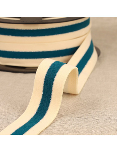 Bicolor elastic with silver edges - Teal
