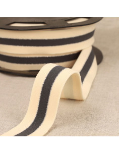 Bicolor elastic with silver edges - Anthracite