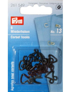 Hooks and eyes for corsets - Black set of 6