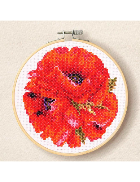 Cross-stitch embroidery kit - Red Poppy