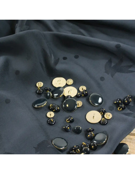 Ink Blue Streli Viscose Jacquard Fabric - Églantine & Zoé