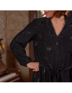 Streli Black Viscose Jacquard Fabric - Églantine & Zoé 2