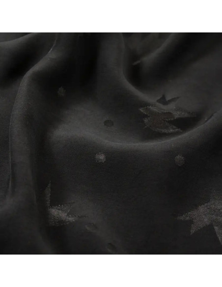Streli Black Viscose Jacquard Fabric - Églantine & Zoé