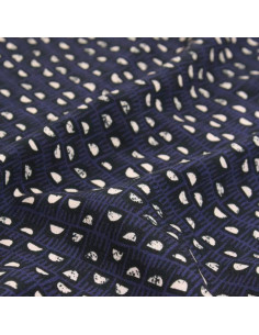 Indigo Blue Damask Viscose Fabric - Églantine & Zoé