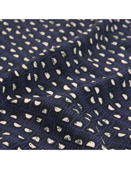 Indigo Blue Damask Viscose Fabric - Églantine & Zoé