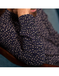 Indigo Blue Damask Viscose Fabric - Églantine & Zoé 2