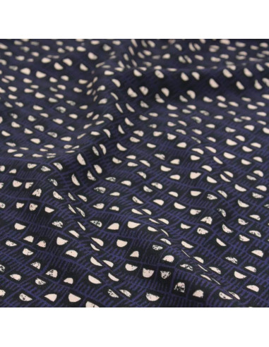 Indigo Blue Damask Viscose Fabric - Églantine & Zoé