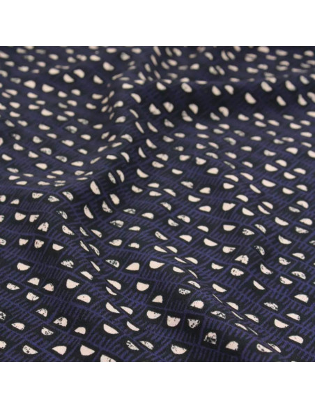Indigo Blue Damask Viscose Fabric - Églantine & Zoé