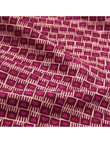 Magenta Rose Damask Viscose Fabric - Églantine & Zoé