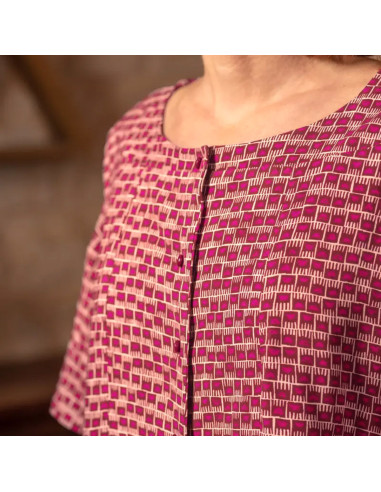 Magenta Rose Damask Viscose Fabric - Églantine & Zoé
