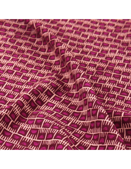 Magenta Rose Damask Viscose Fabric - Églantine & Zoé