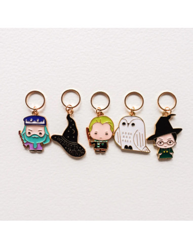 Set of 5 stitch marker rings - Little Wizards 2