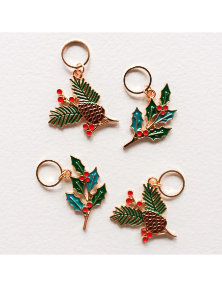 Set of 4 stitch markers - A touch of Christmas