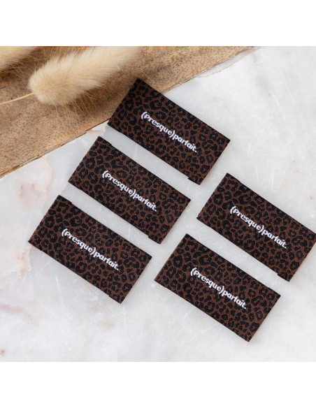 Set of 5 sew-on labels - Almost perfect chocolate leopard