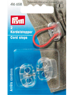 Plastic cord stops with 2 holes - Transparent