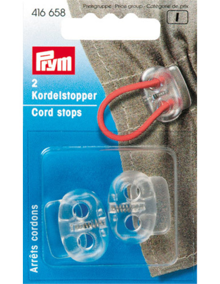 Plastic cord stops with 2 holes - Transparent