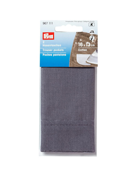 Set of 2 gray iron-on half pant pockets