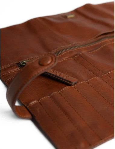 Muud Stockholm Leather Storage Case for Circular Needles - Rich Brown