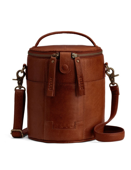 Limited Edition Muud Saturn Leather Storage Bag for Knitting - Rich Brown