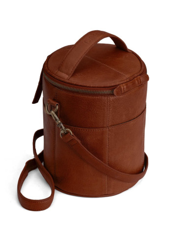 Limited Edition Muud Saturn Leather Storage Bag for Knitting - Rich Brown