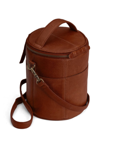 Limited Edition Muud Saturn Leather Storage Bag for Knitting - Rich Brown