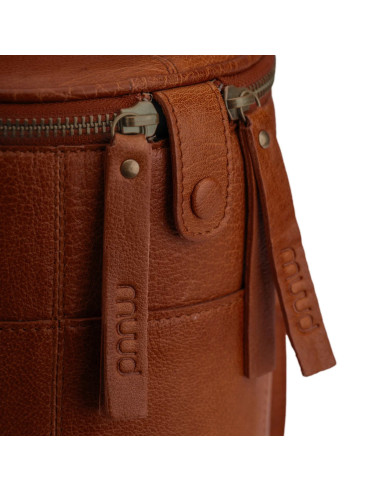 Limited Edition Muud Saturn Leather Storage Bag for Knitting - Rich Brown