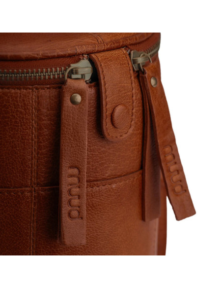 Limited Edition Muud Saturn Leather Storage Bag for Knitting - Rich Brown