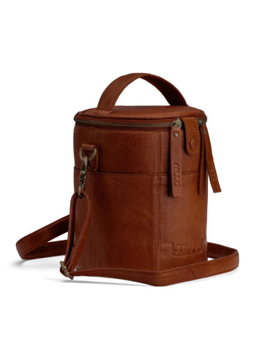 Limited Edition Muud Saturn Leather Storage Bag for Knitting - Rich Brown