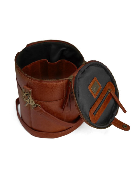 Limited Edition Muud Saturn Leather Storage Bag for Knitting - Rich Brown