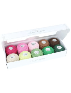 Box of 10 balls of Scheepjes Candy Floss No. 10 pearl cotton - Greens 2
