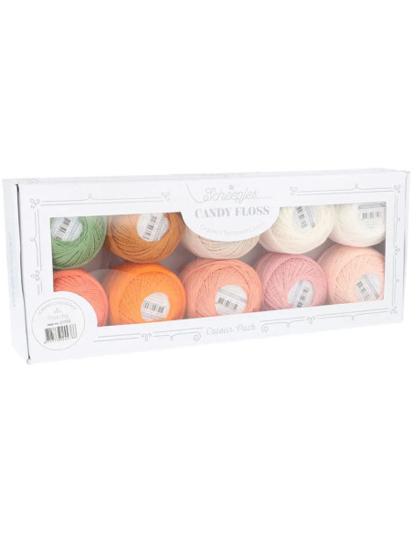Box of 10 Scheepjes Candy Floss No. 10 pearl cotton balls - Peachy