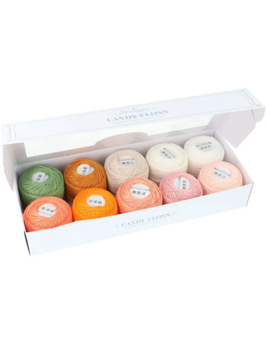 Box of 10 Scheepjes Candy Floss No. 10 pearl cotton balls - Peachy
