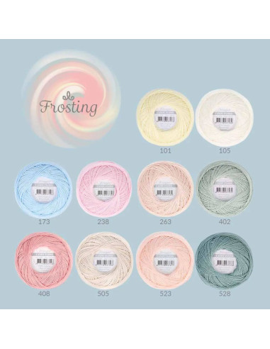 Box of 10 balls of Scheepjes Candy Floss No. 10 pearl cotton - Frosting